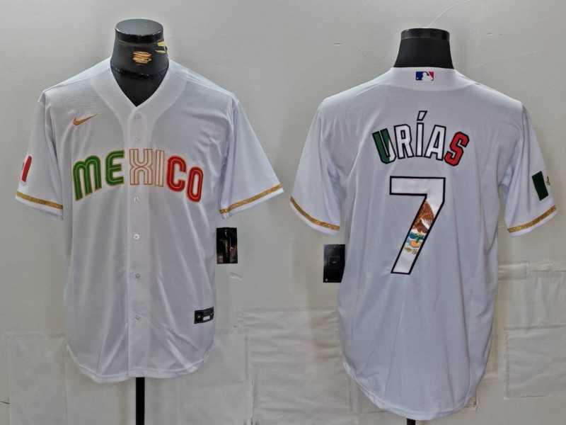 Men%27s Mexico Baseball #7 Julio Urias 2023 White World Classic Stitched Jerseys->milwaukee brewers->MLB Jersey